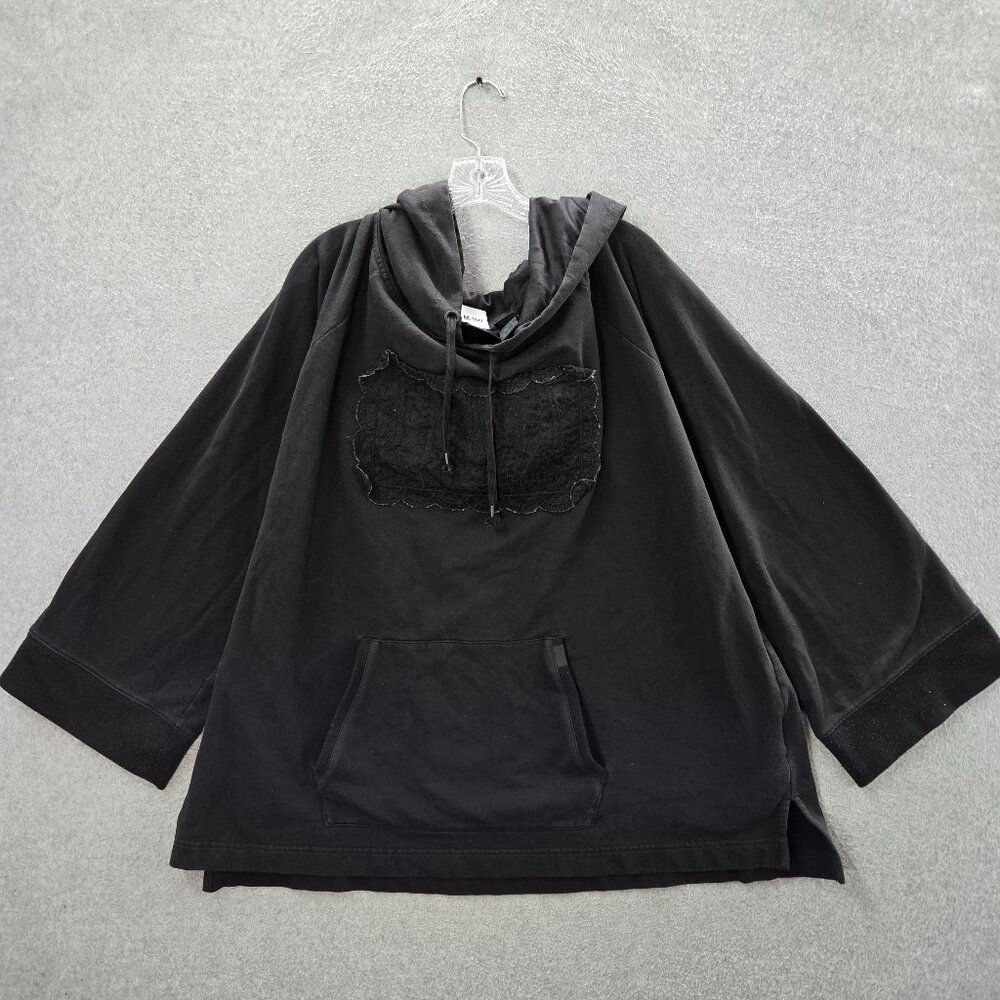 PUMA By Rihanna Women Hoodie L‎ Black Lace Embroidered Oversized Long Sleeve